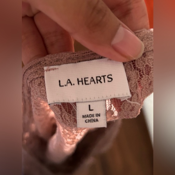 LA Hearts Trim Tie Front Cami & Cardigan Two-Piece Set | Size: L | Pink - Picture 6 of 6